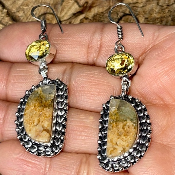 “The Relief Stone” Mariposite Earrings 2 1/2” - Picture 5 of 8